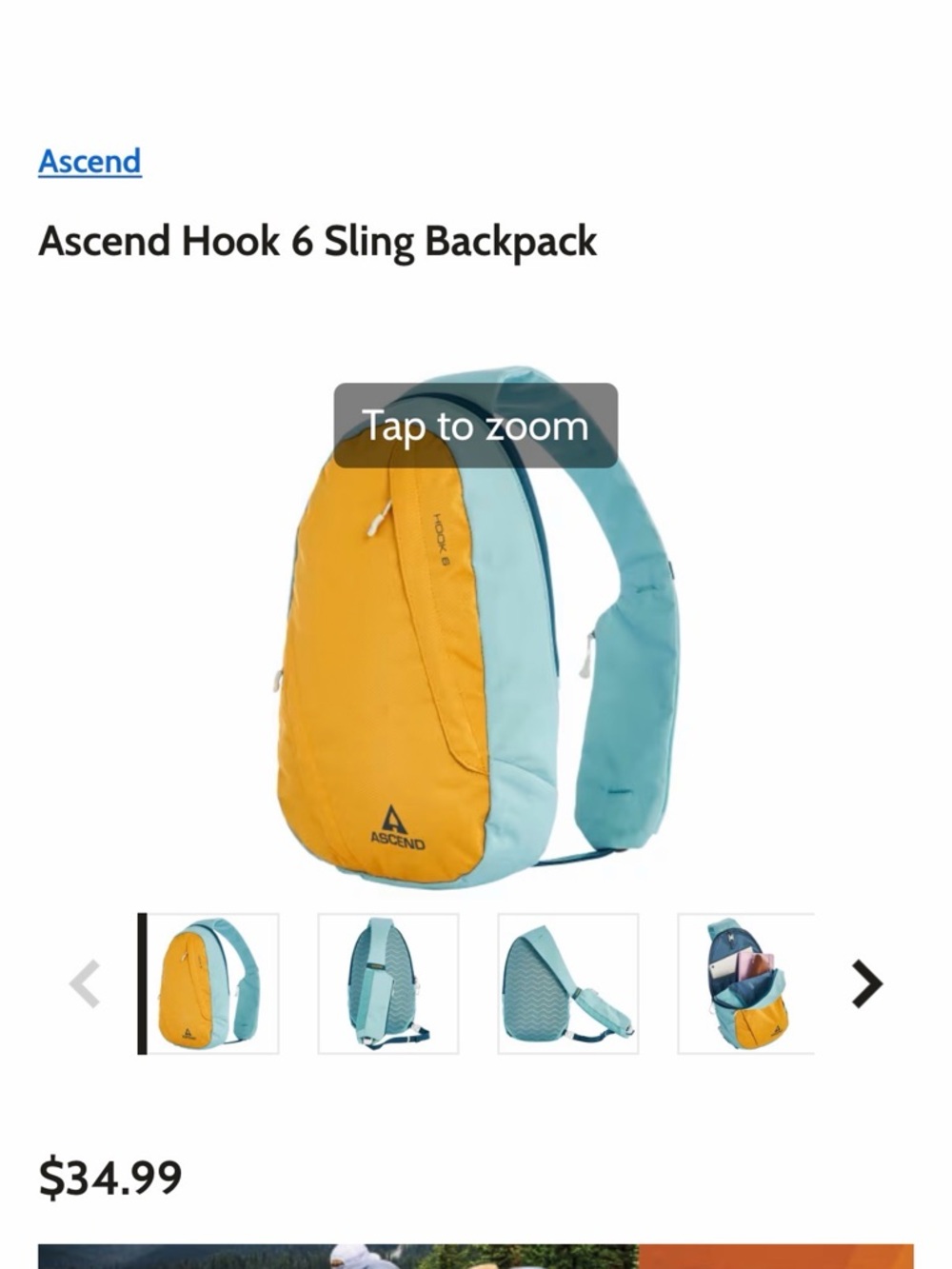 Ascend Sling Pack in Mustard and Light Blue